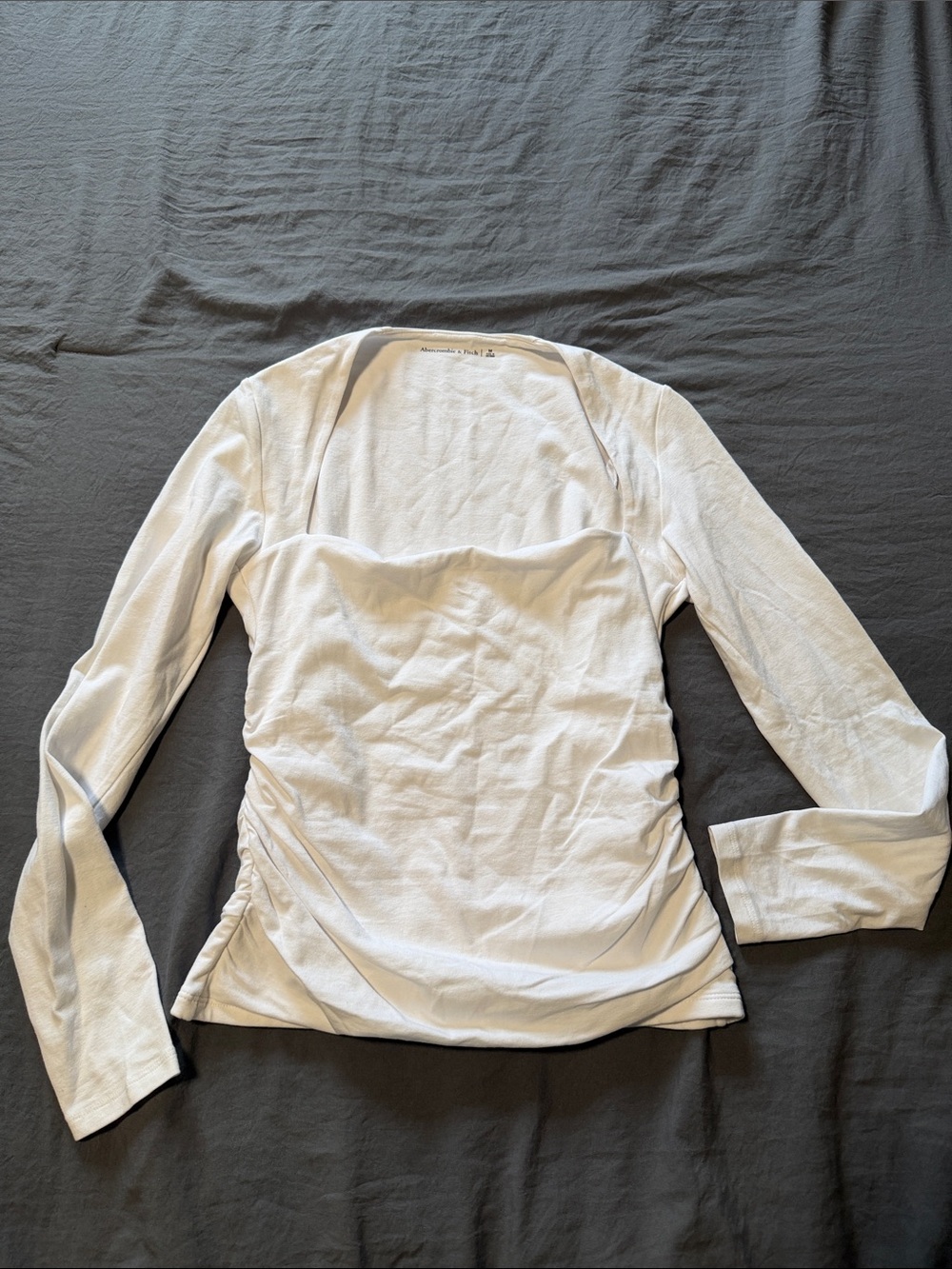 Abercrombie & Fitch Cream Long-Sleeve Square Neck Top
